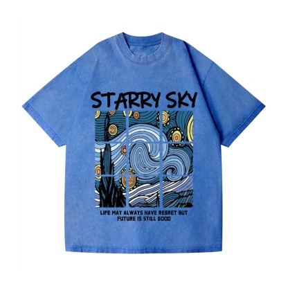 Van Gogh Starry Sky Vintage Wash Japanese Design T-Shirt