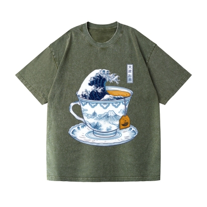 Katsushika Hokusai Great Tea Wave Vintage Wash Japanese Design T-Shirt