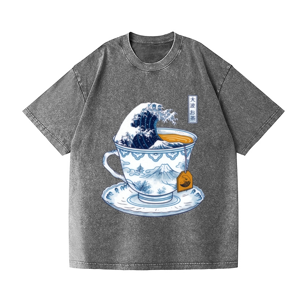 Katsushika Hokusai Great Tea Wave Vintage Wash Japanese Design T-Shirt