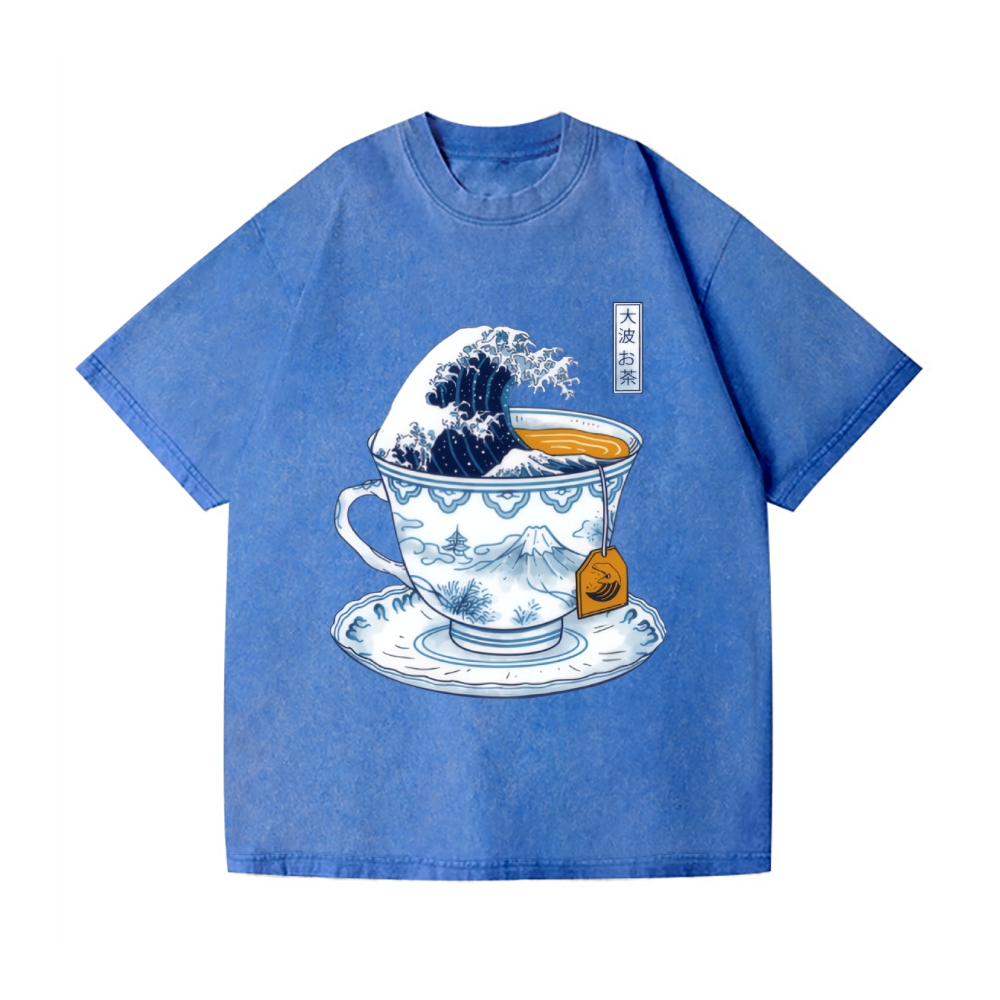 Katsushika Hokusai Great Tea Wave Vintage Wash Japanese Design T-Shirt