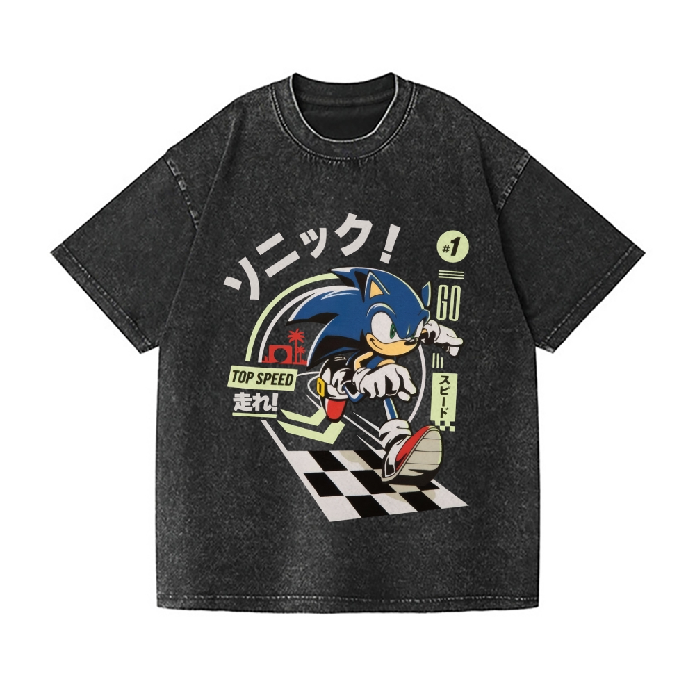 Sonic Vintage Wash Japanese Design T-Shirt