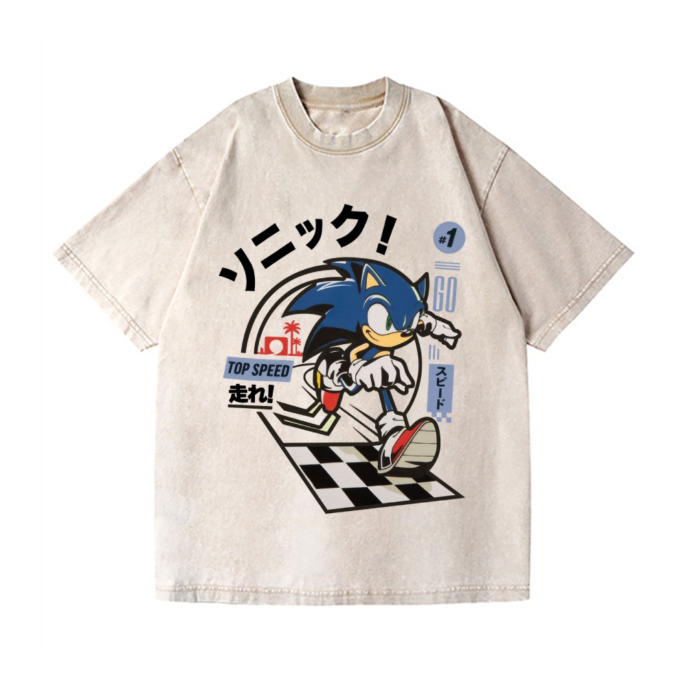 Sonic Vintage Wash Japanese Design T-Shirt