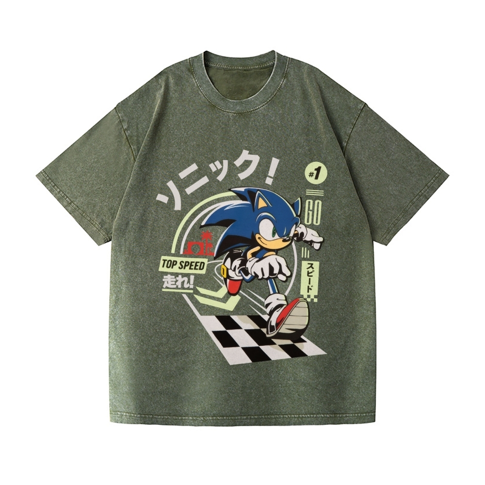 Sonic Vintage Wash Japanese Design T-Shirt