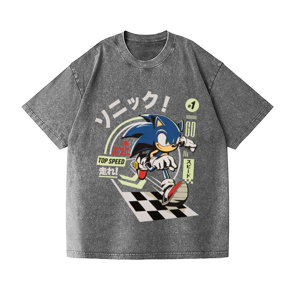 Sonic Vintage Wash Japanese Design T-Shirt