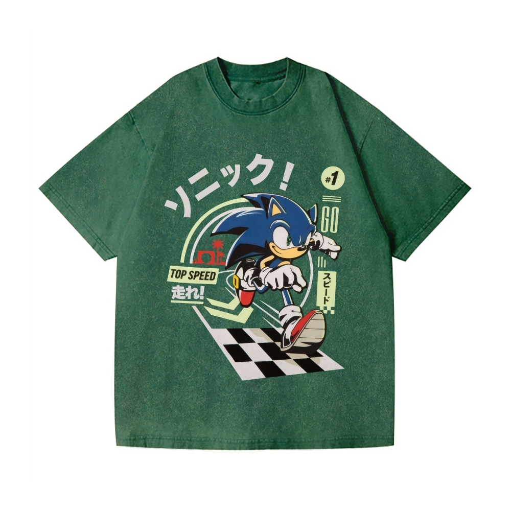 Sonic Vintage Wash Japanese Design T-Shirt