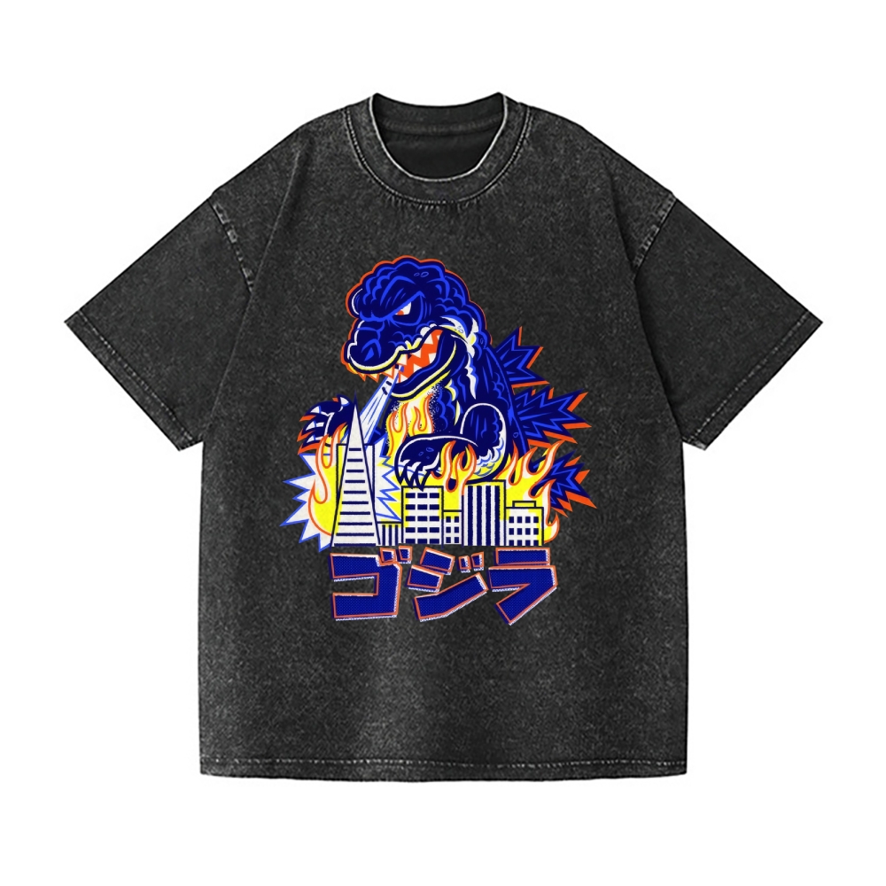 Godzilla Vintage Wash Japanese Design T-Shirt