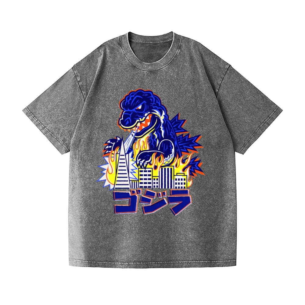 Godzilla Vintage Wash Japanese Design T-Shirt