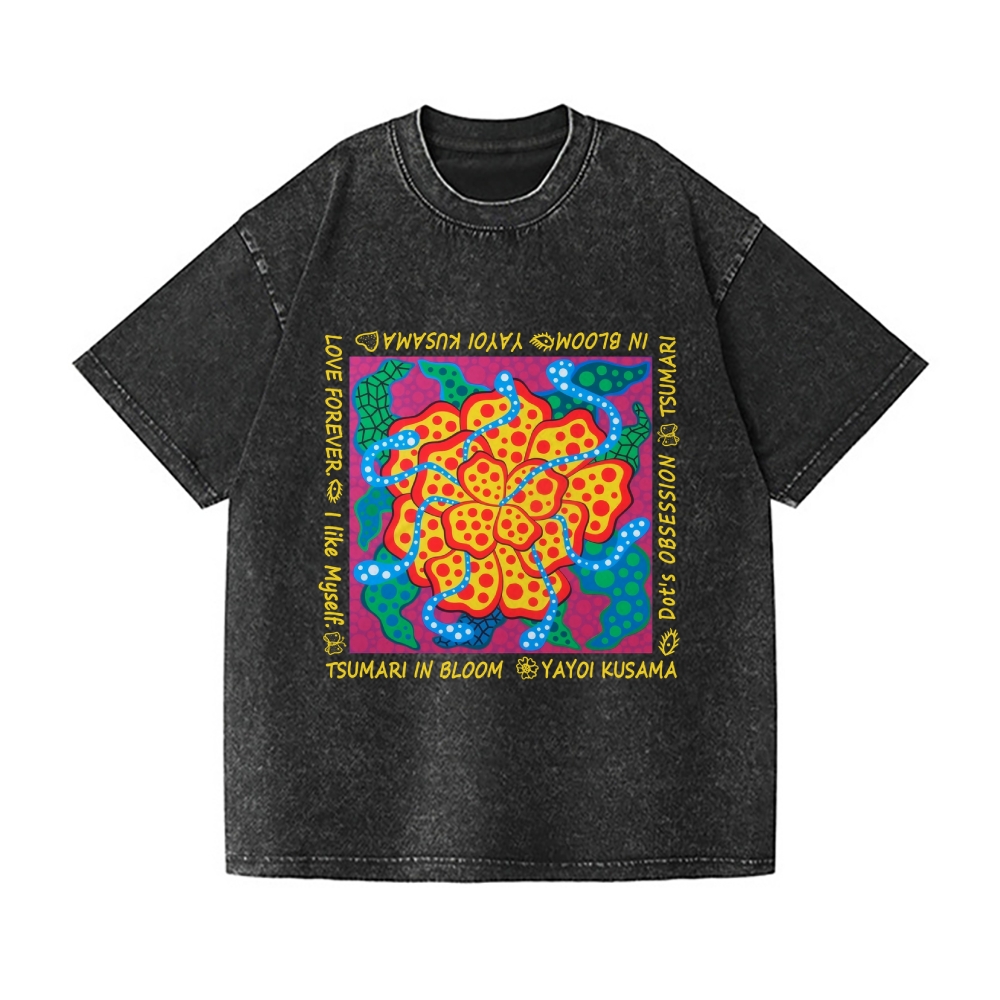 Yayoi Kusama Flower Vintage Wash Japanese Design T-Shirt