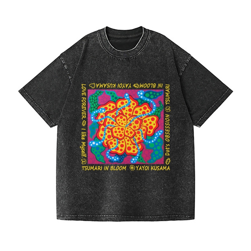 Yayoi Kusama Flower Vintage Wash Japanese Design T-Shirt
