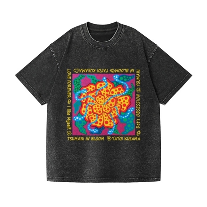 Yayoi Kusama Flower Vintage Wash Japanese Design T-Shirt