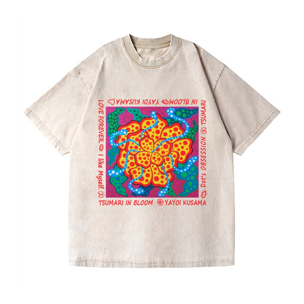 Yayoi Kusama Flower Vintage Wash Japanese Design T-Shirt