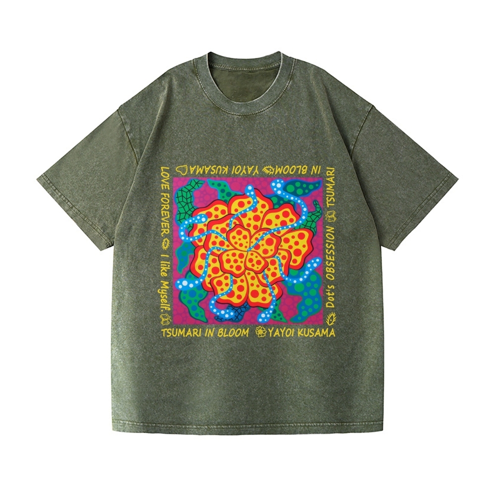 Yayoi Kusama Flower Vintage Wash Japanese Design T-Shirt
