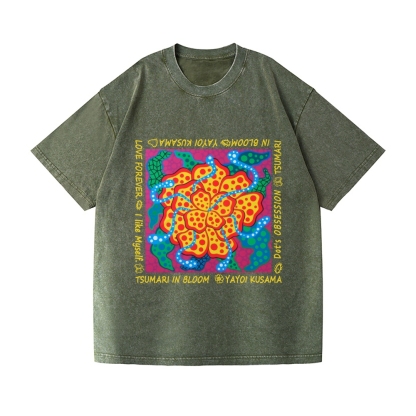 Yayoi Kusama Flower Vintage Wash Japanese Design T-Shirt
