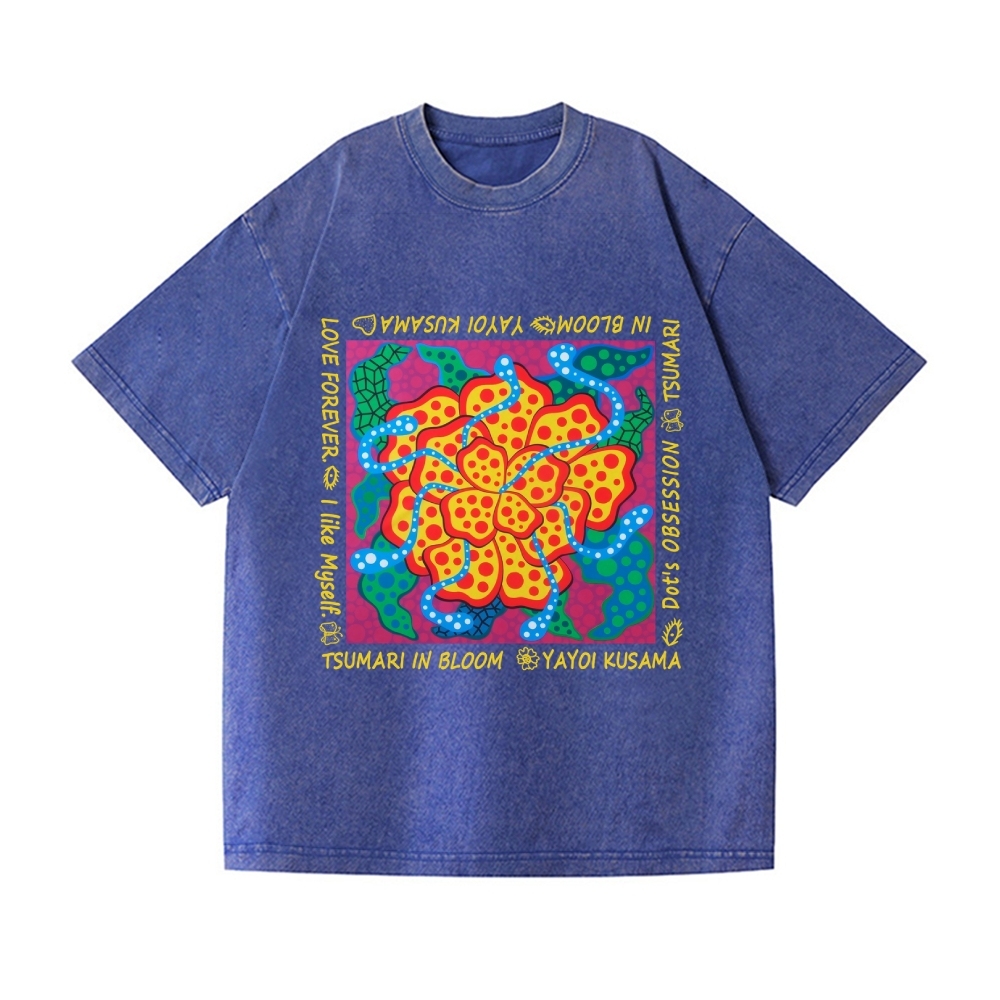 Yayoi Kusama Flower Vintage Wash Japanese Design T-Shirt