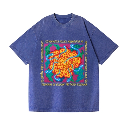 Yayoi Kusama Flower Vintage Wash Japanese Design T-Shirt