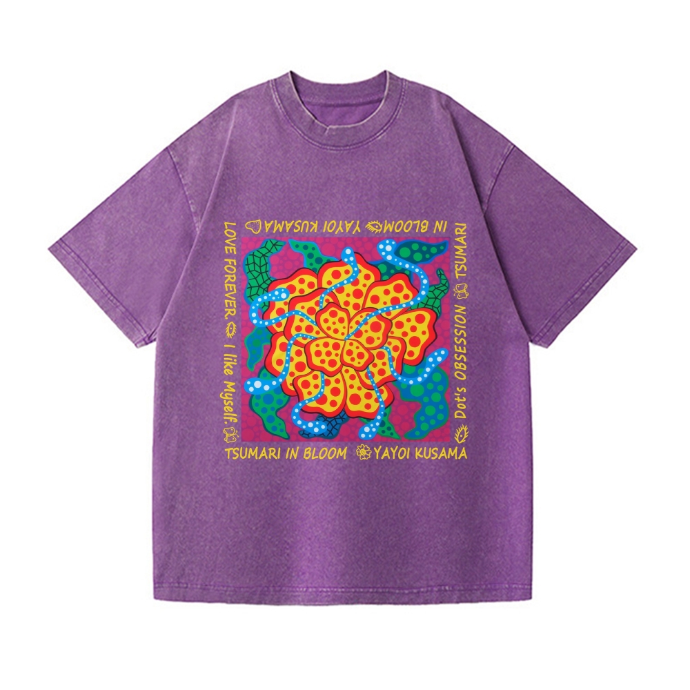 Yayoi Kusama Flower Vintage Wash Japanese Design T-Shirt