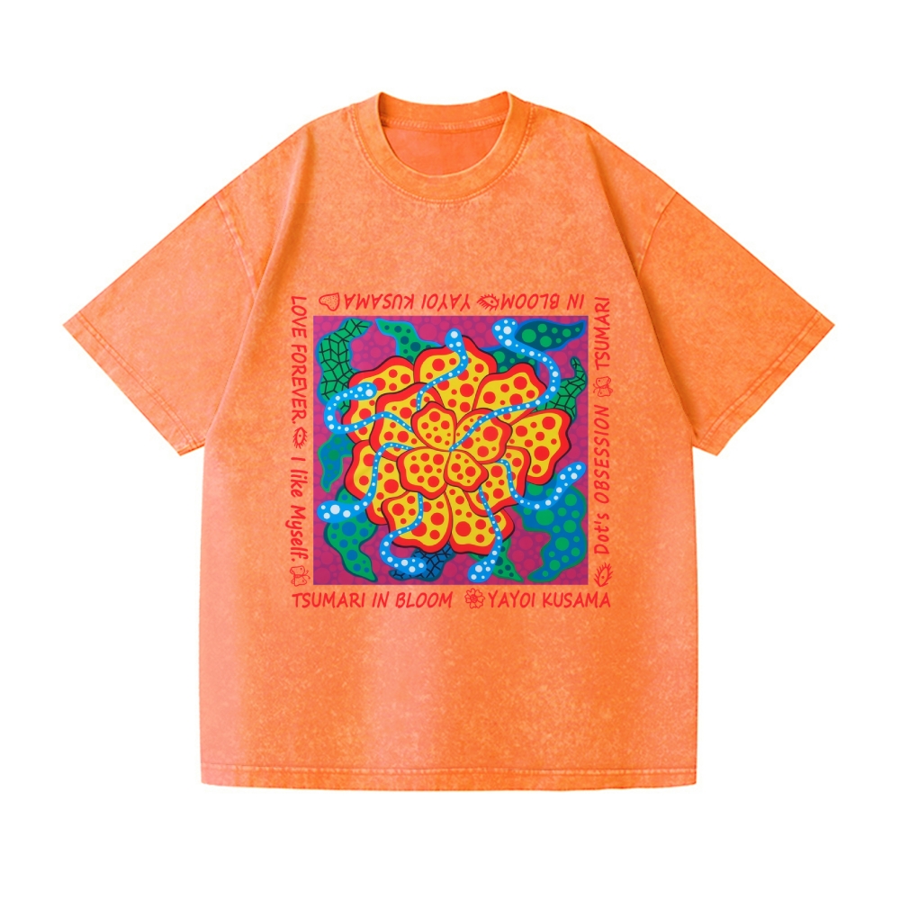 Yayoi Kusama Flower Vintage Wash Japanese Design T-Shirt