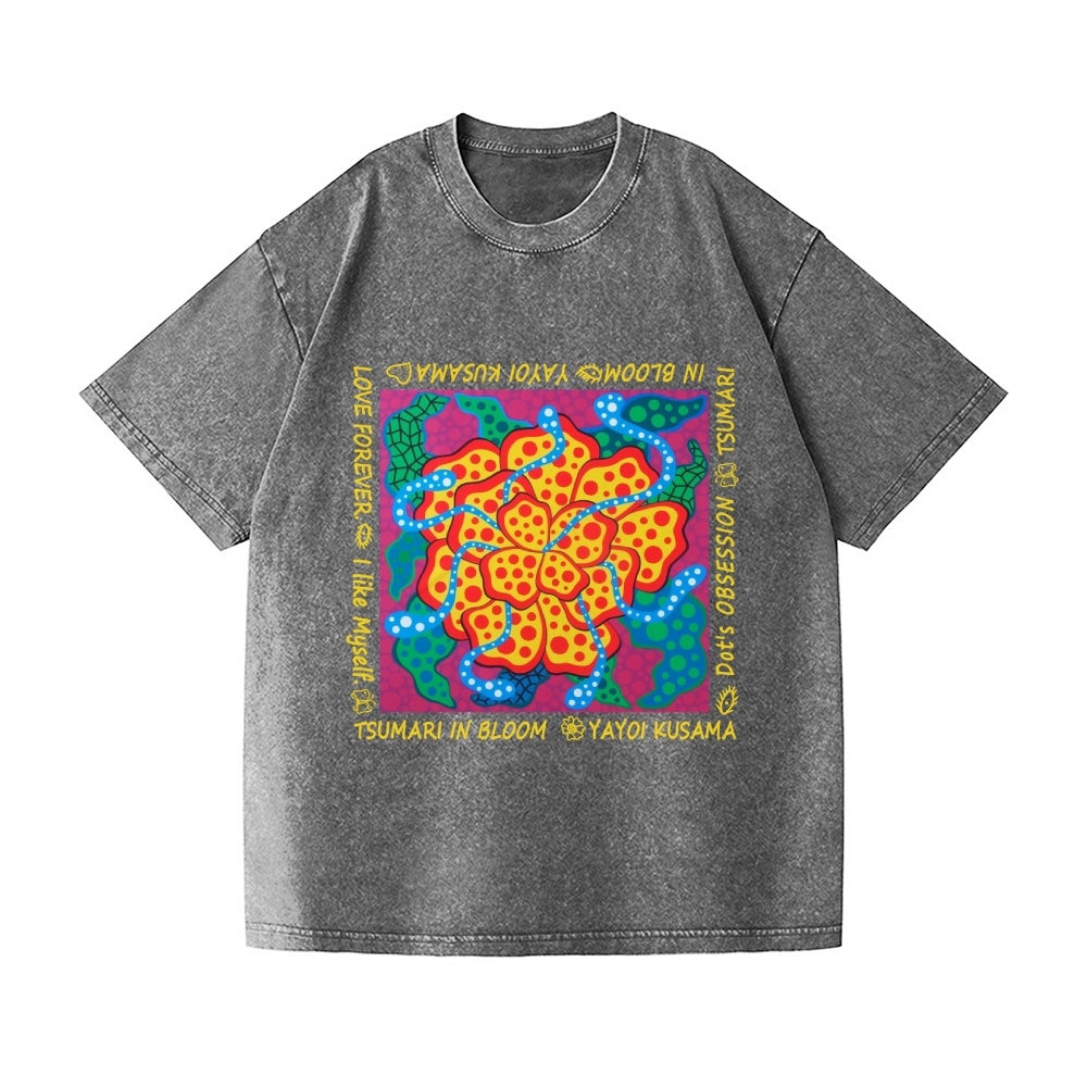 Yayoi Kusama Flower Vintage Wash Japanese Design T-Shirt