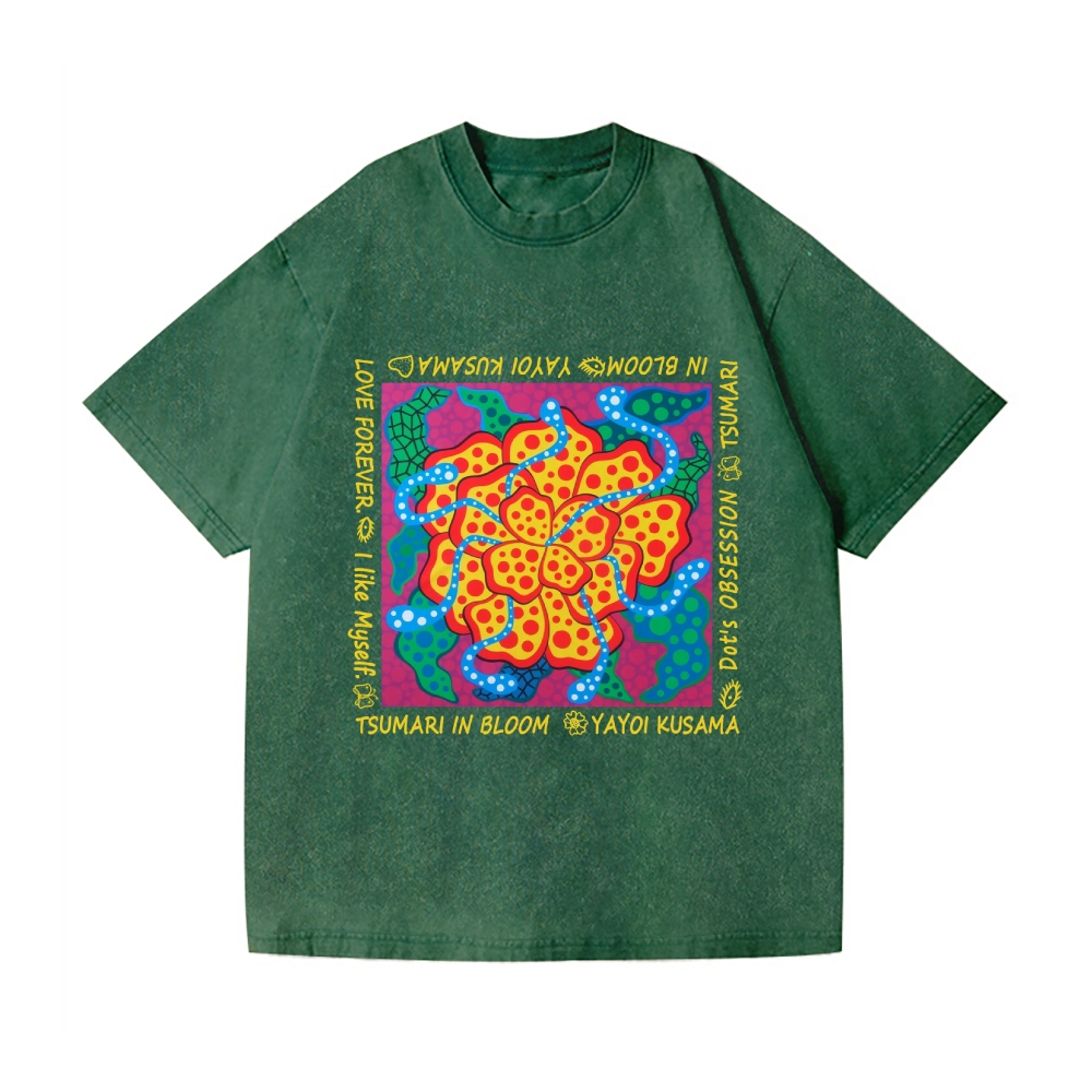 Yayoi Kusama Flower Vintage Wash Japanese Design T-Shirt