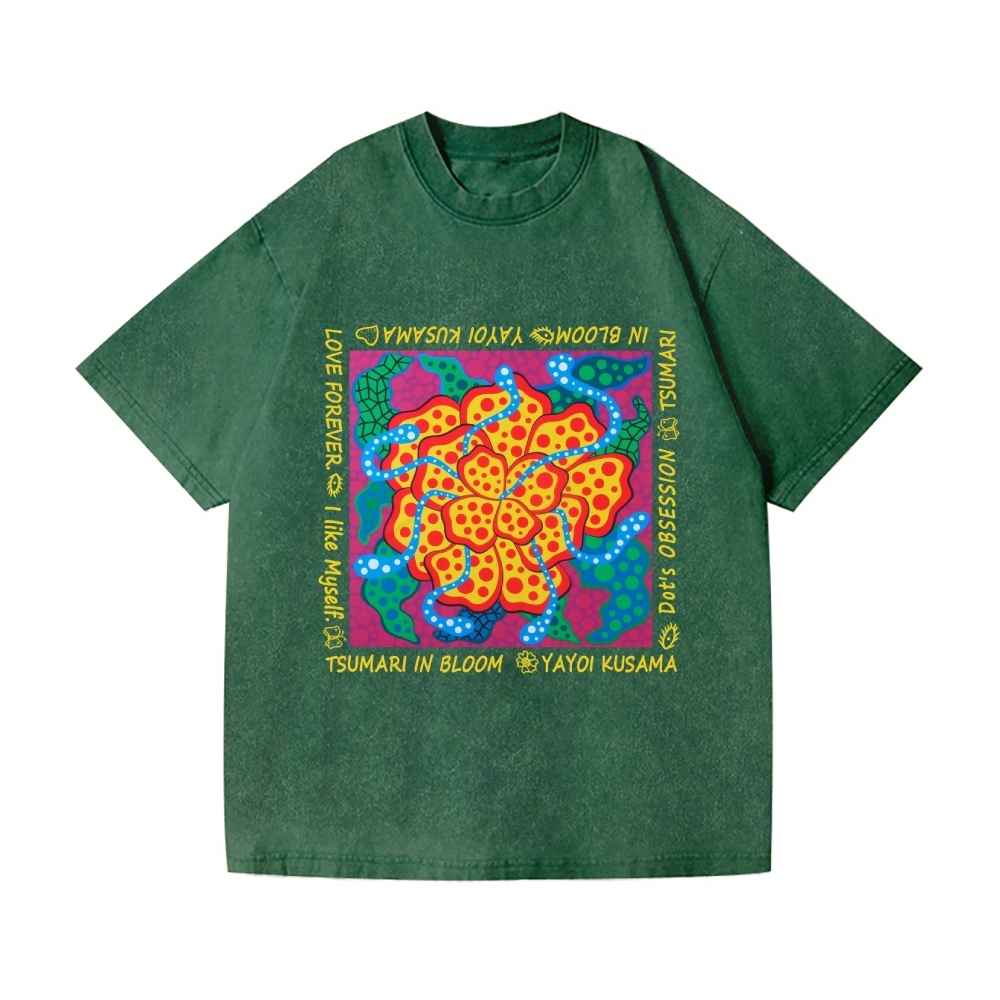 Yayoi Kusama Flower Vintage Wash Japanese Design T-Shirt