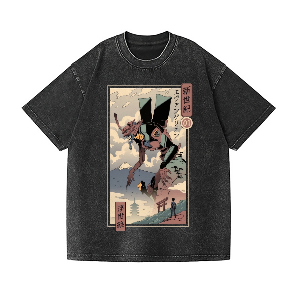 Neon Genesis Evangelion Vintage Wash Japanese Design T-Shirt