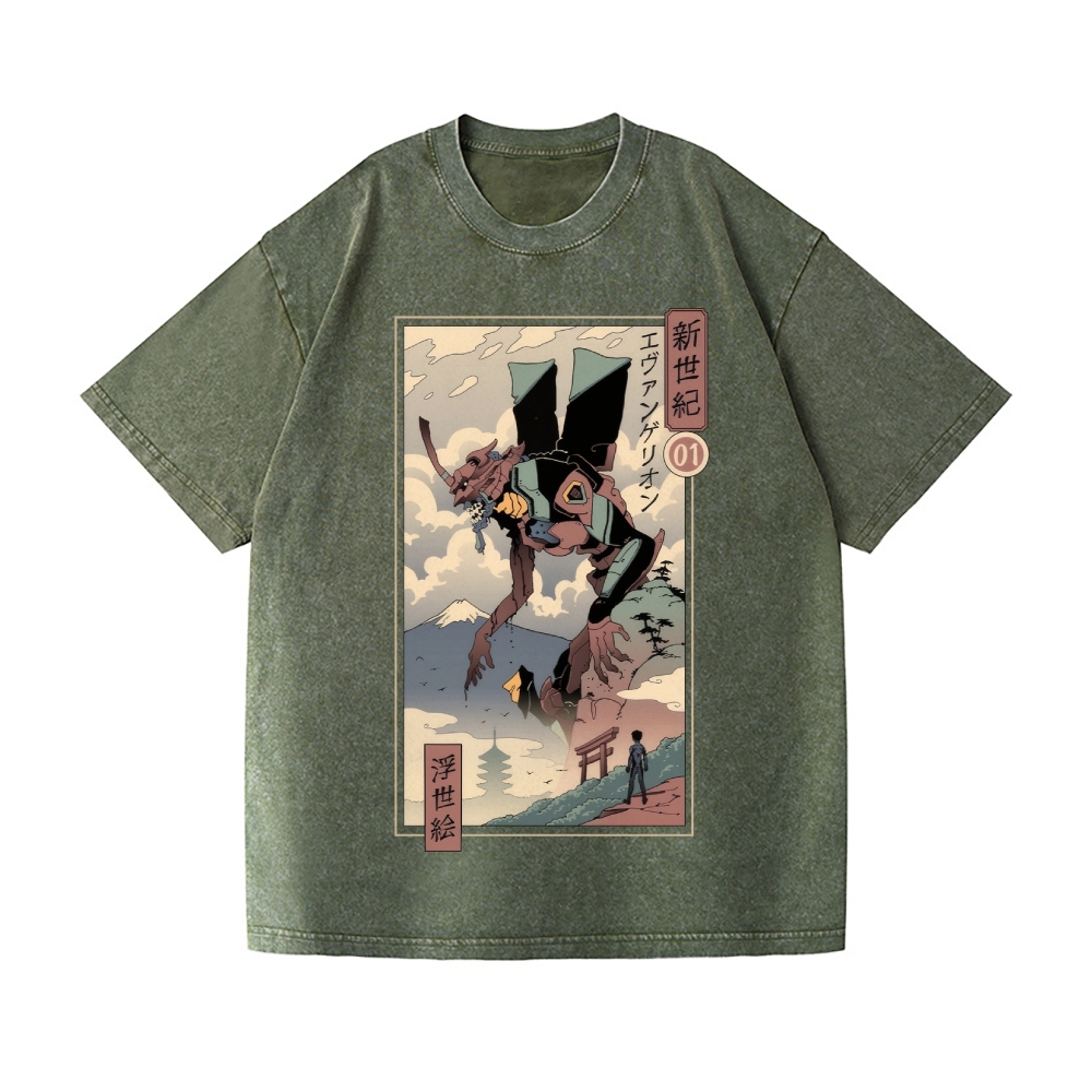 Neon Genesis Evangelion Vintage Wash Japanese Design T-Shirt