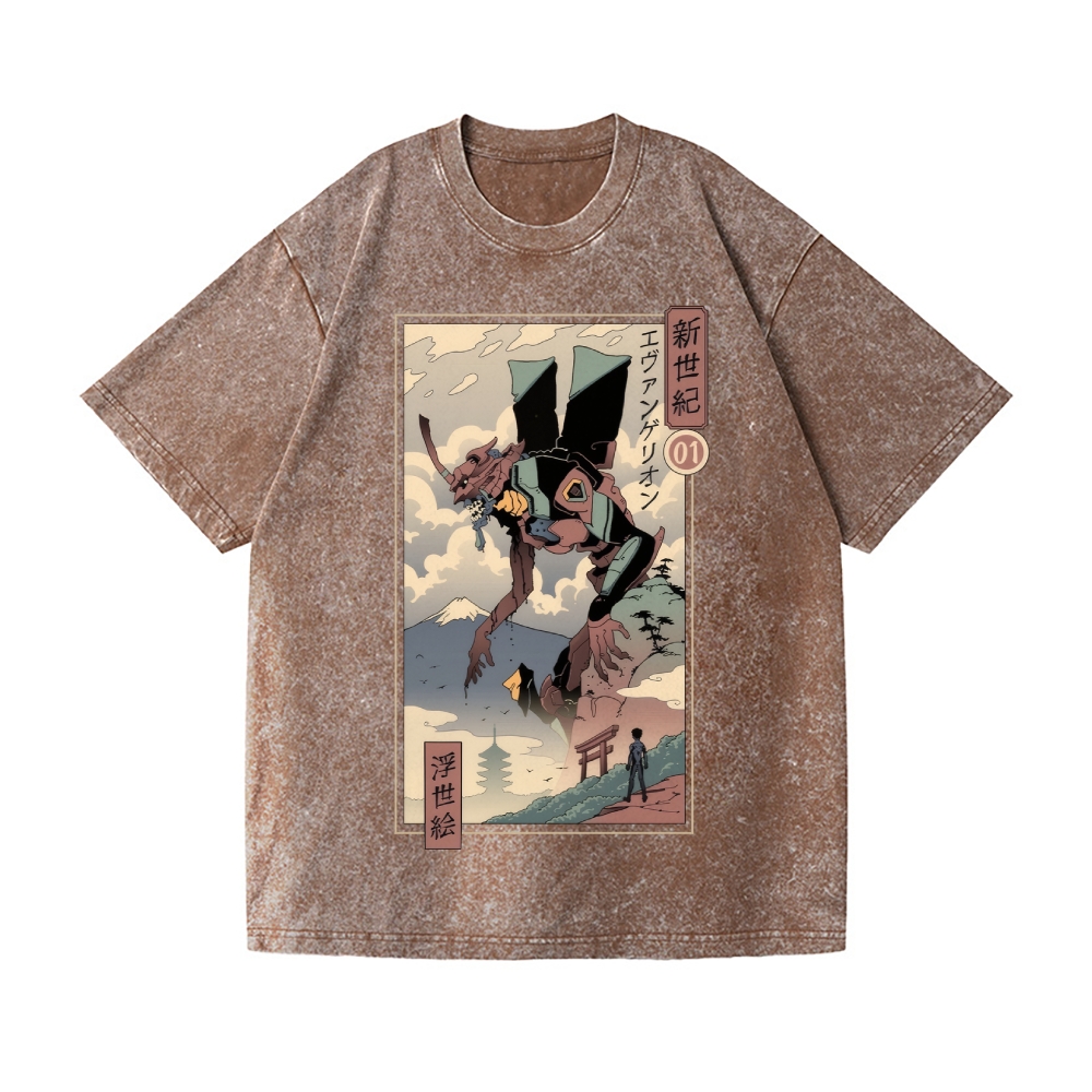 Neon Genesis Evangelion Vintage Wash Japanese Design T-Shirt