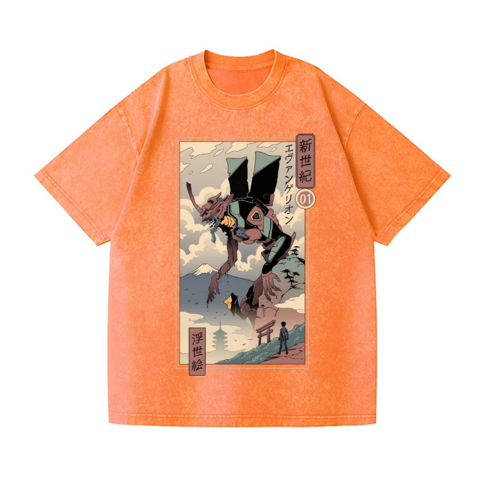 Neon Genesis Evangelion Vintage Wash Japanese Design T-Shirt