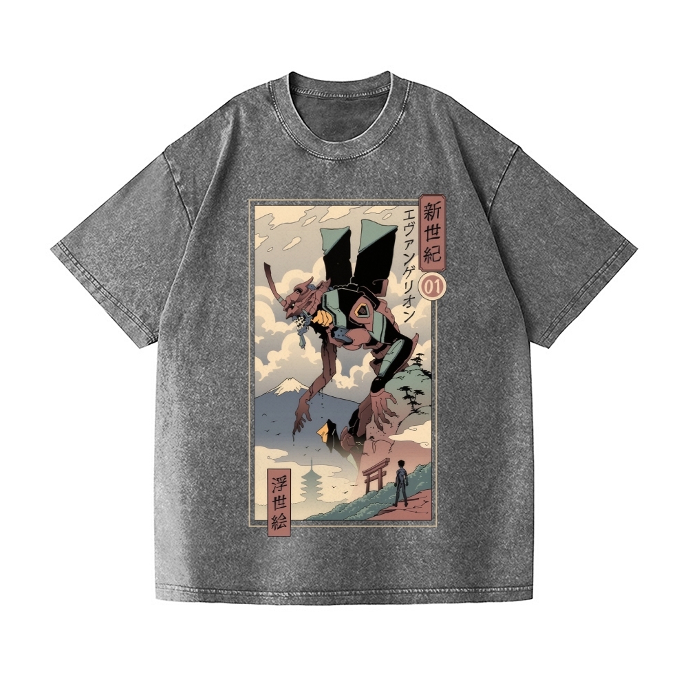 Neon Genesis Evangelion Vintage Wash Japanese Design T-Shirt
