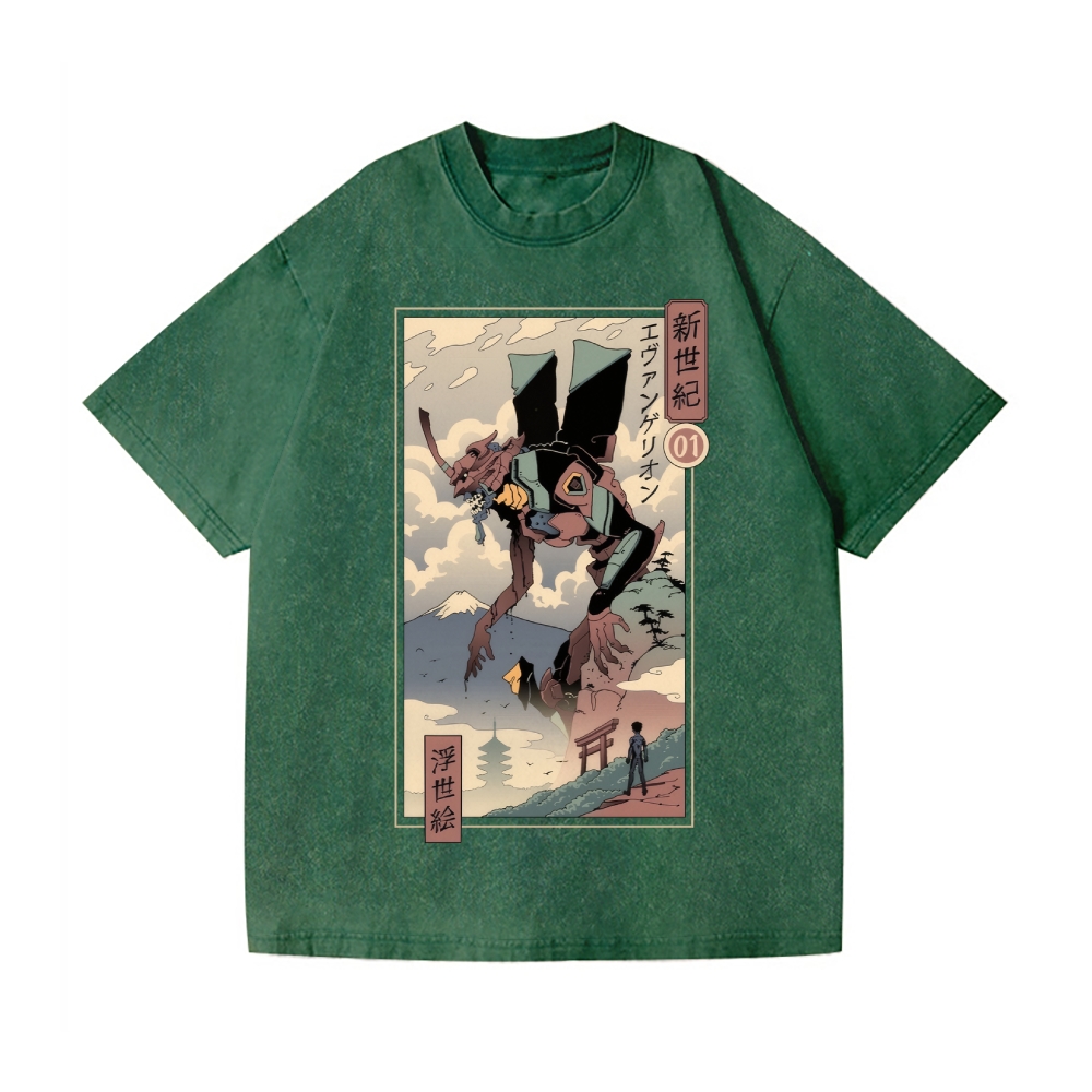 Neon Genesis Evangelion Vintage Wash Japanese Design T-Shirt