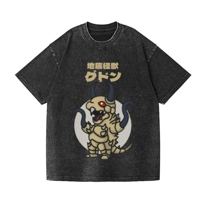 Subterranean Kaiju Gudon Chibi Kawaii Vintage Wash Japanese Design T-Shirt