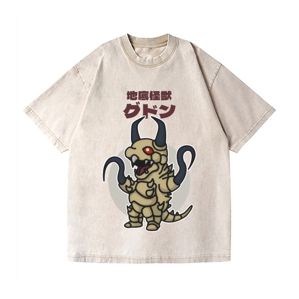 Subterranean Kaiju Gudon Chibi Kawaii Vintage Wash Japanese Design T-Shirt