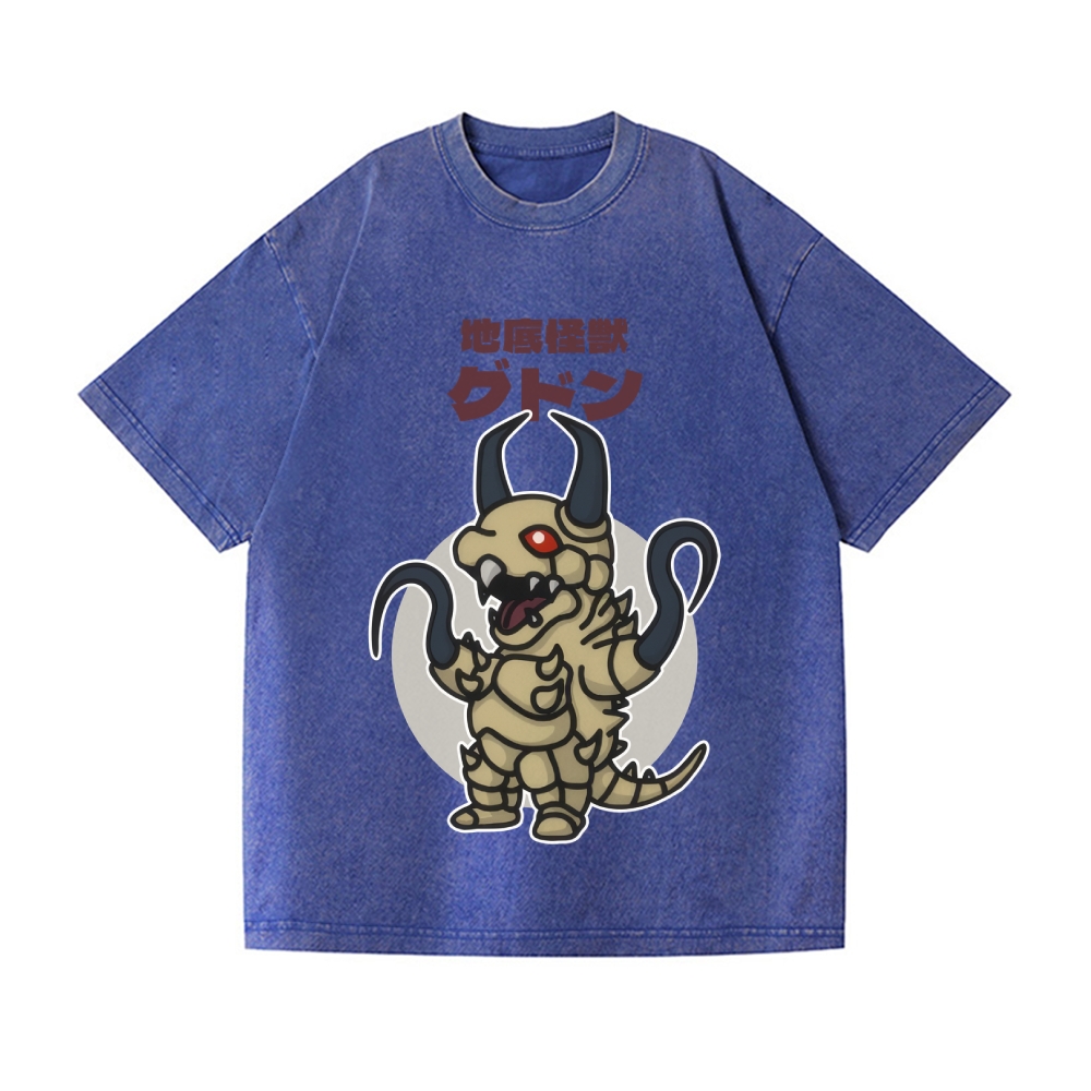 Subterranean Kaiju Gudon Chibi Kawaii Vintage Wash Japanese Design T-Shirt