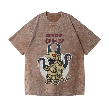 Subterranean Kaiju Gudon Chibi Kawaii Vintage Wash Japanese Design T-Shirt