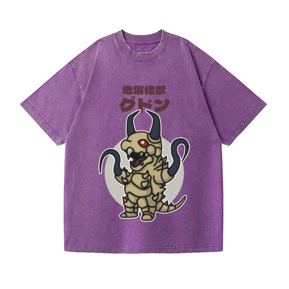 Subterranean Kaiju Gudon Chibi Kawaii Vintage Wash Japanese Design T-Shirt
