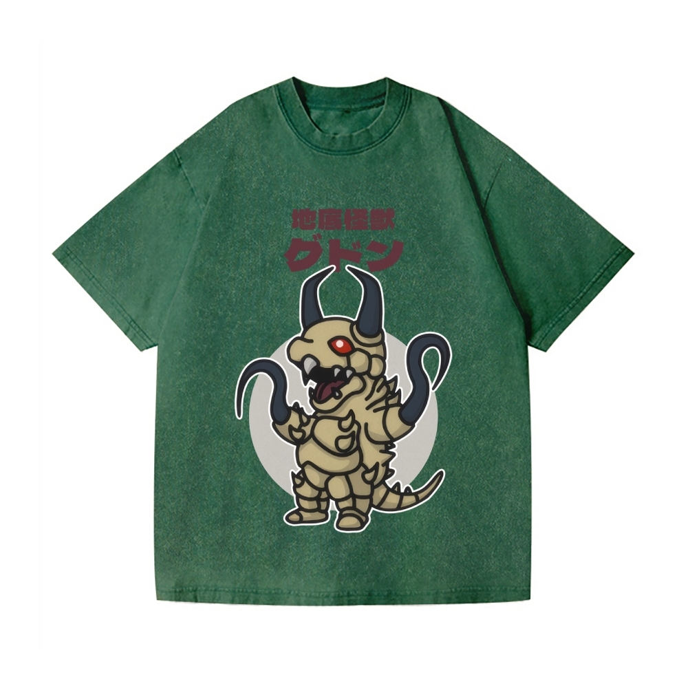 Subterranean Kaiju Gudon Chibi Kawaii Vintage Wash Japanese Design T-Shirt