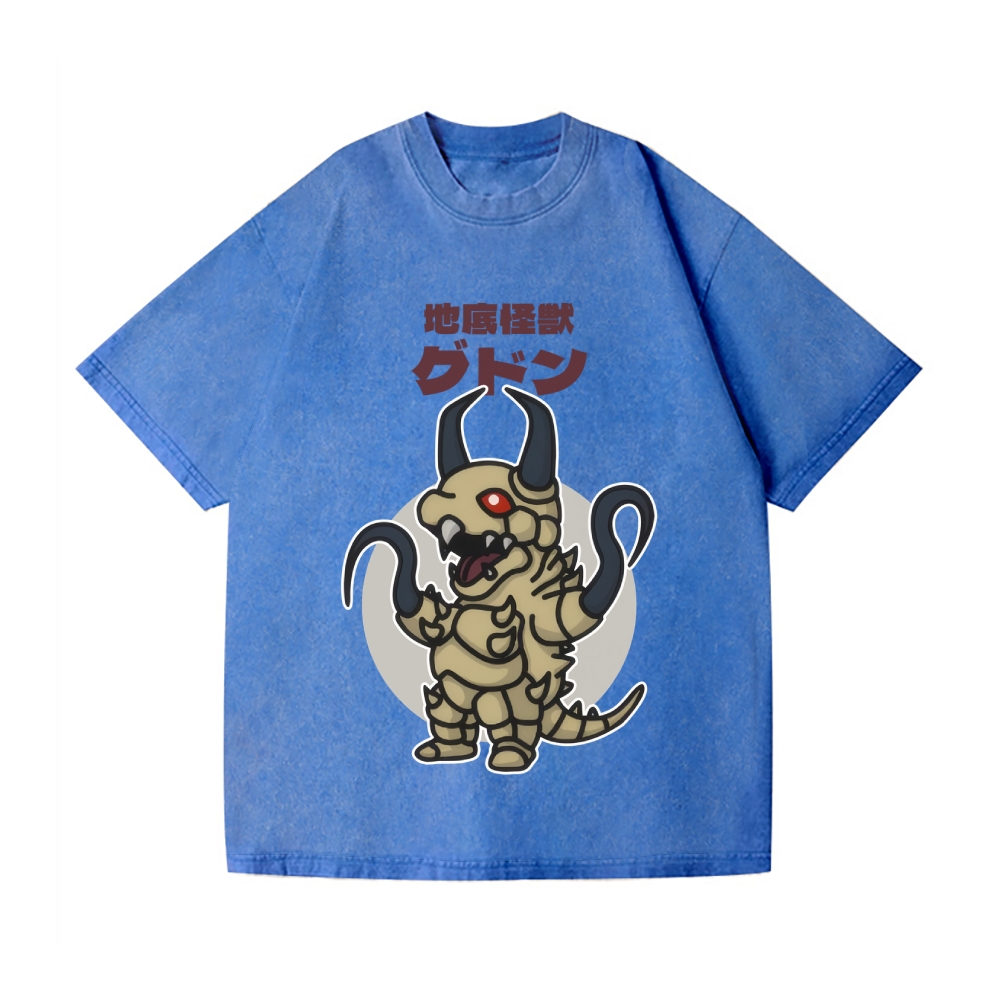 Subterranean Kaiju Gudon Chibi Kawaii Vintage Wash Japanese Design T-Shirt