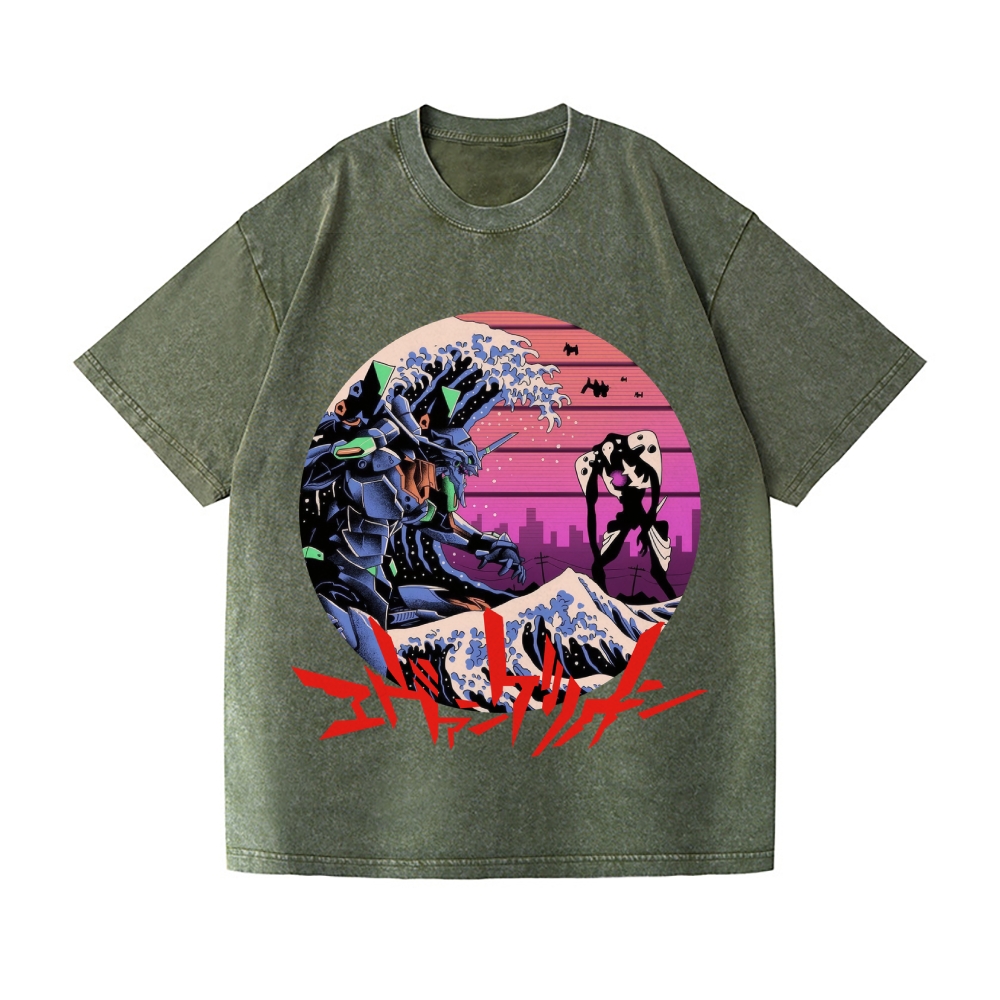 Neon Genesis Evangelion Vintage Wash Japanese Design T-Shirt
