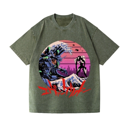 Neon Genesis Evangelion Vintage Wash Japanese Design T-Shirt