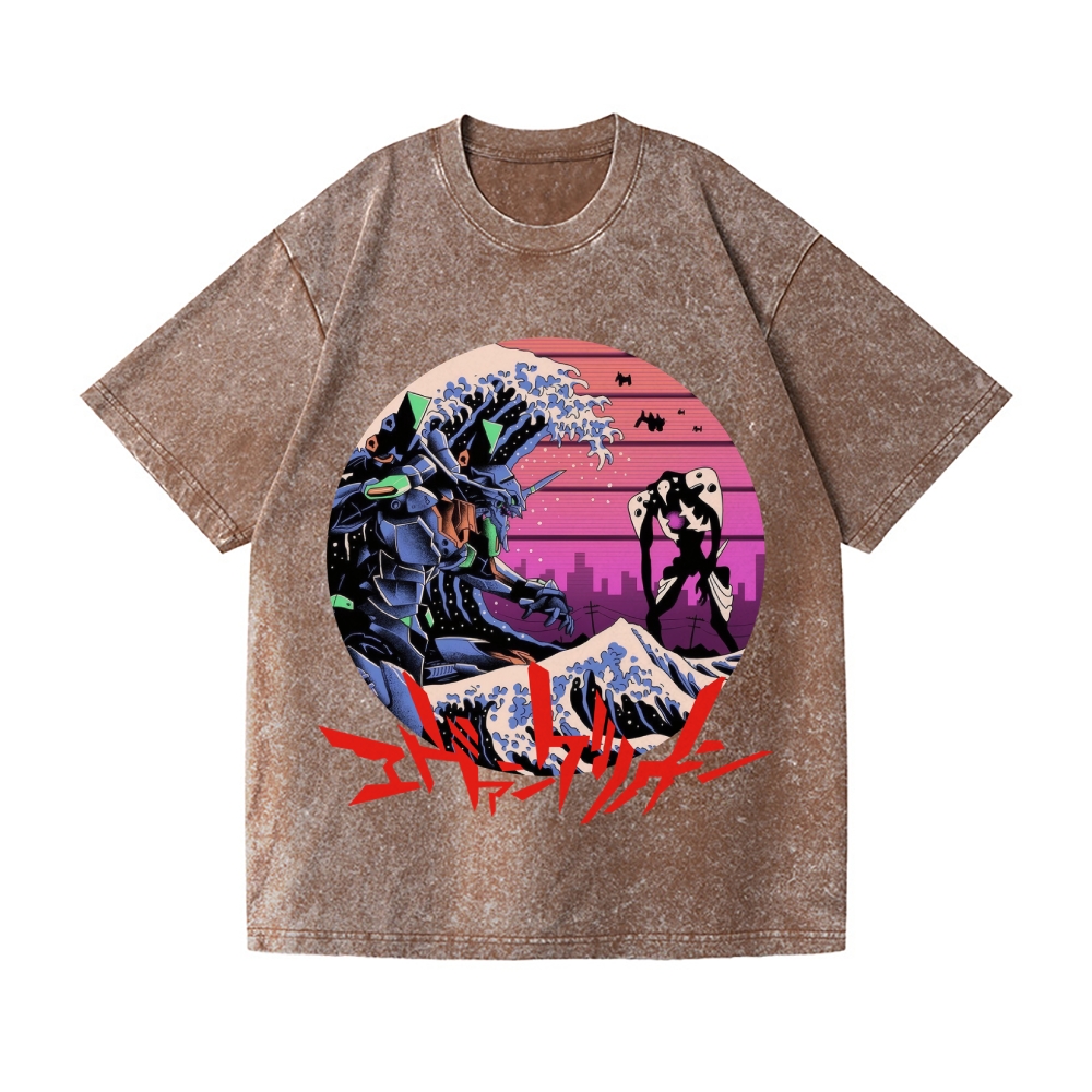Neon Genesis Evangelion Vintage Wash Japanese Design T-Shirt