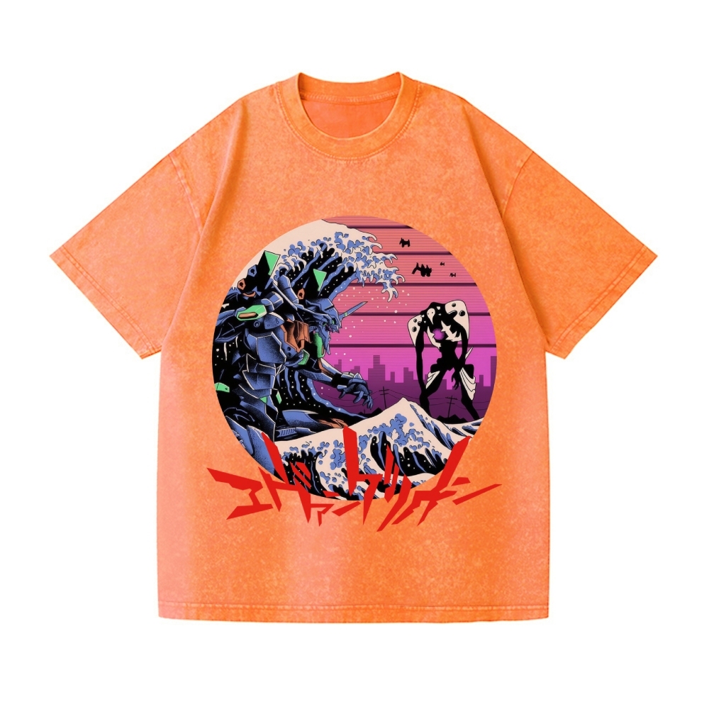 Neon Genesis Evangelion Vintage Wash Japanese Design T-Shirt