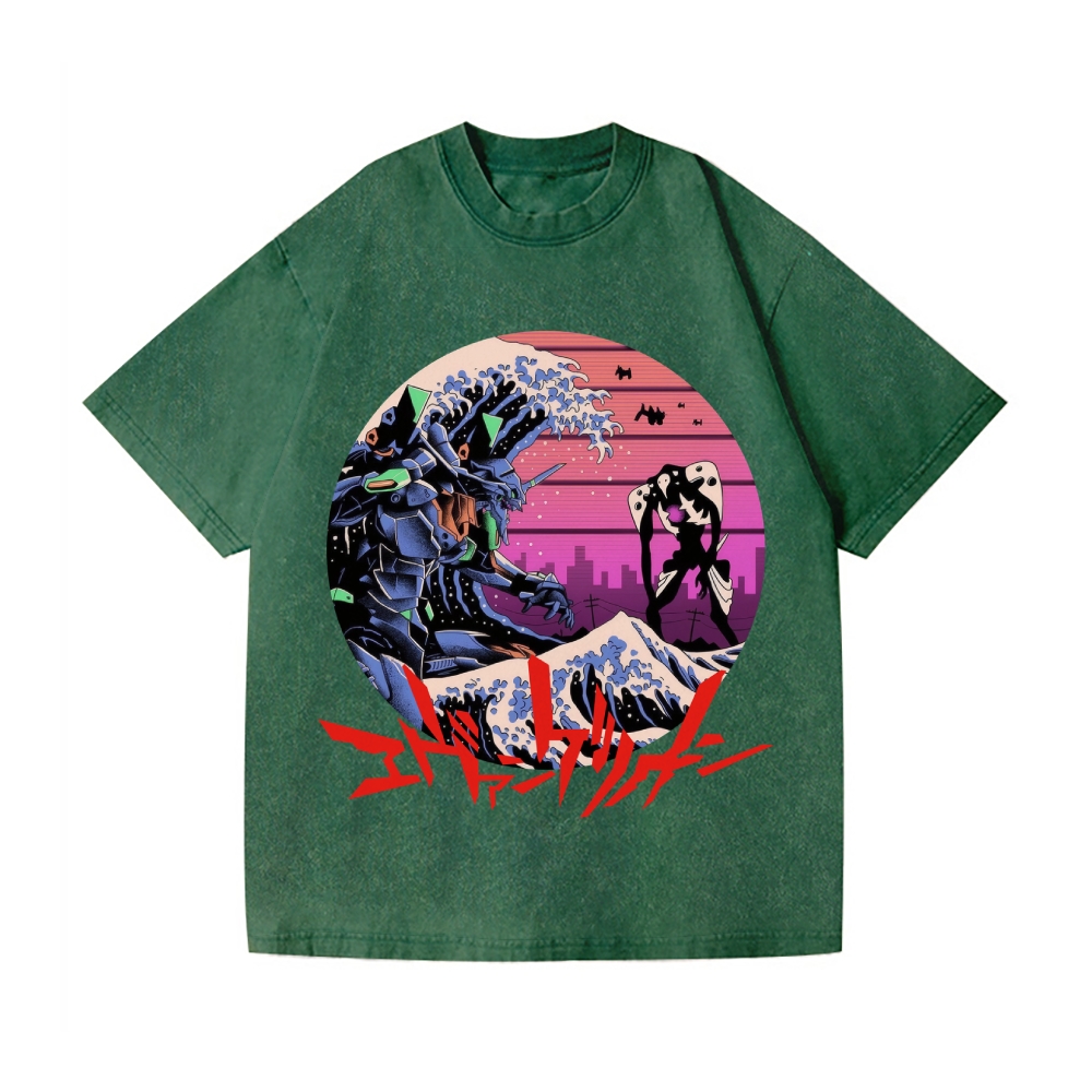 Neon Genesis Evangelion Vintage Wash Japanese Design T-Shirt