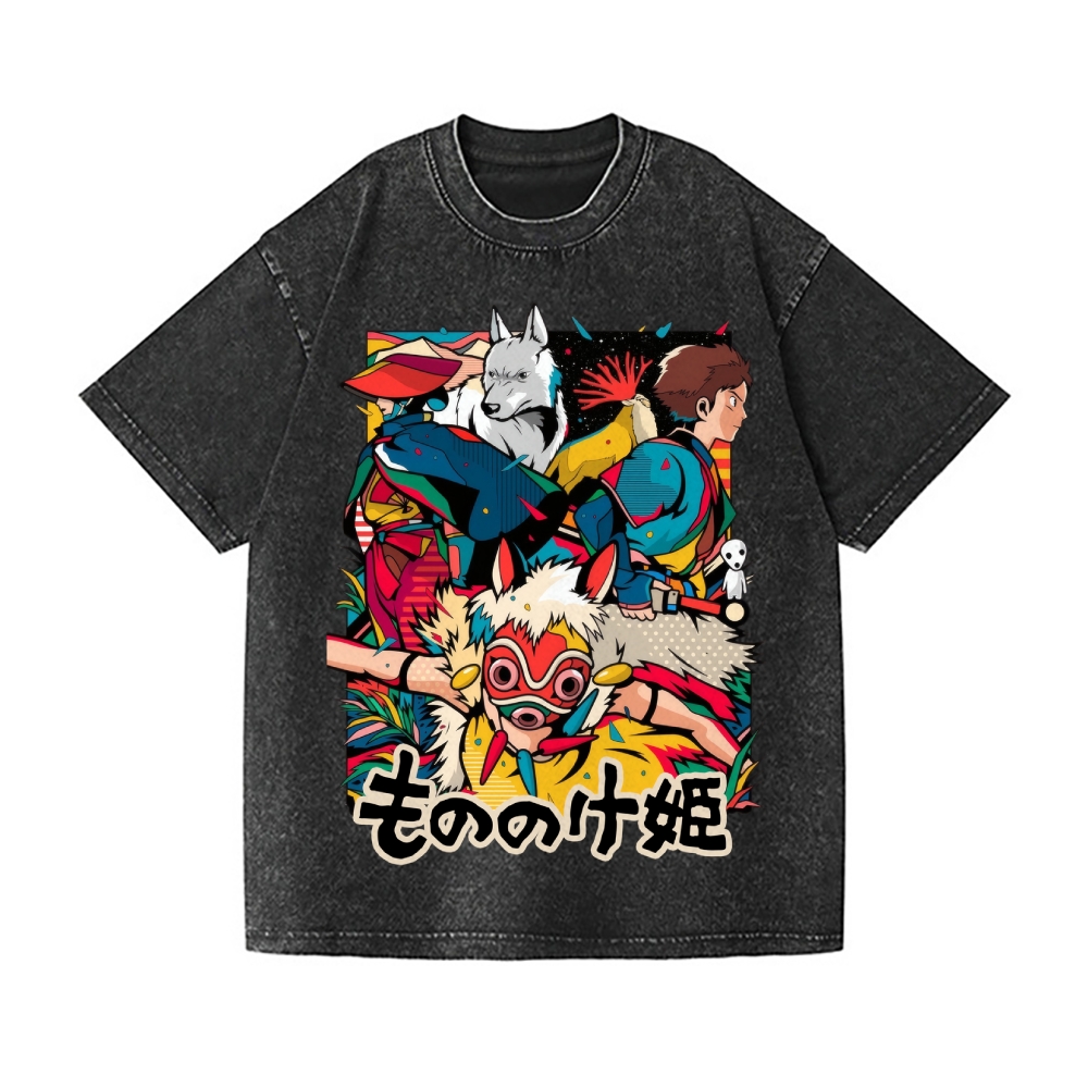 Ghibli Princess Mononoke Vintage Wash Japanese Design T-Shirt