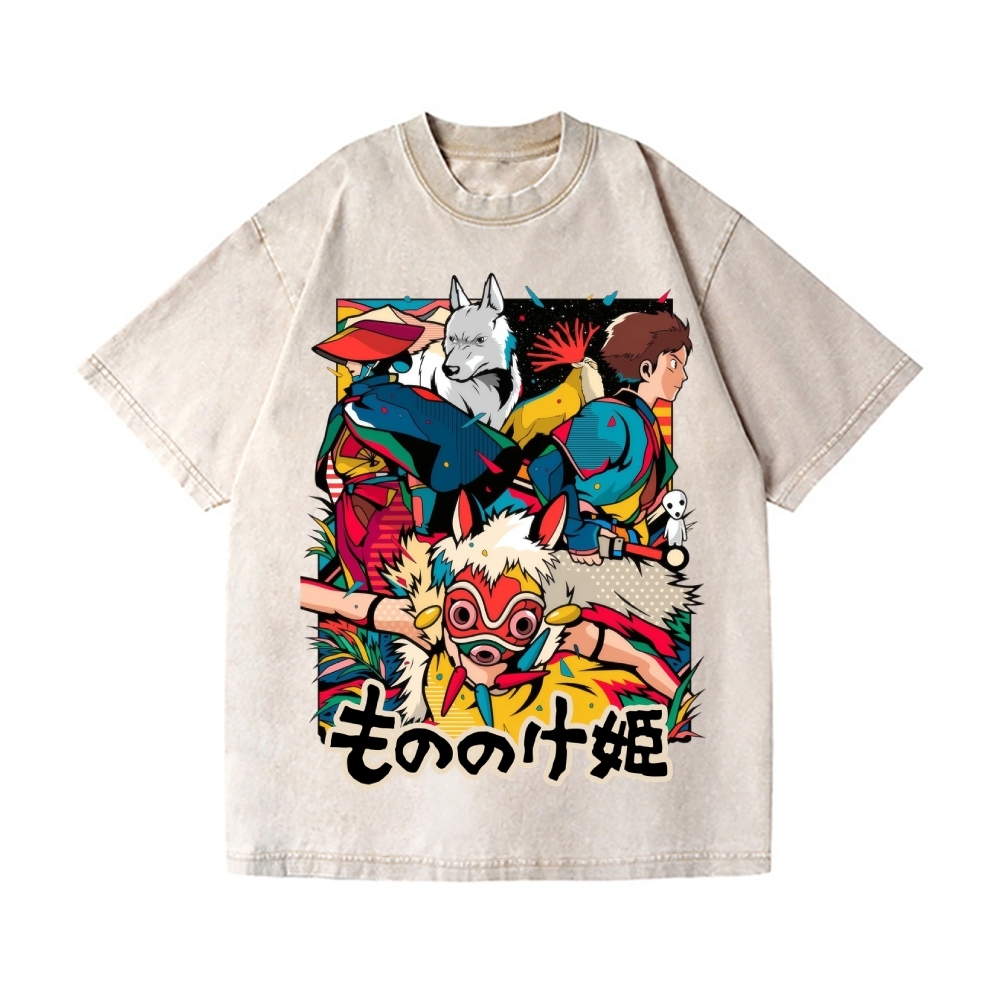Ghibli Princess Mononoke Vintage Wash Japanese Design T-Shirt