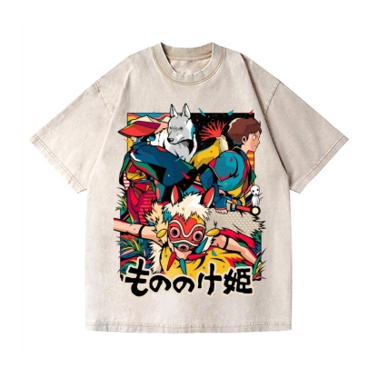 Ghibli Princess Mononoke Vintage Wash Japanese Design T-Shirt