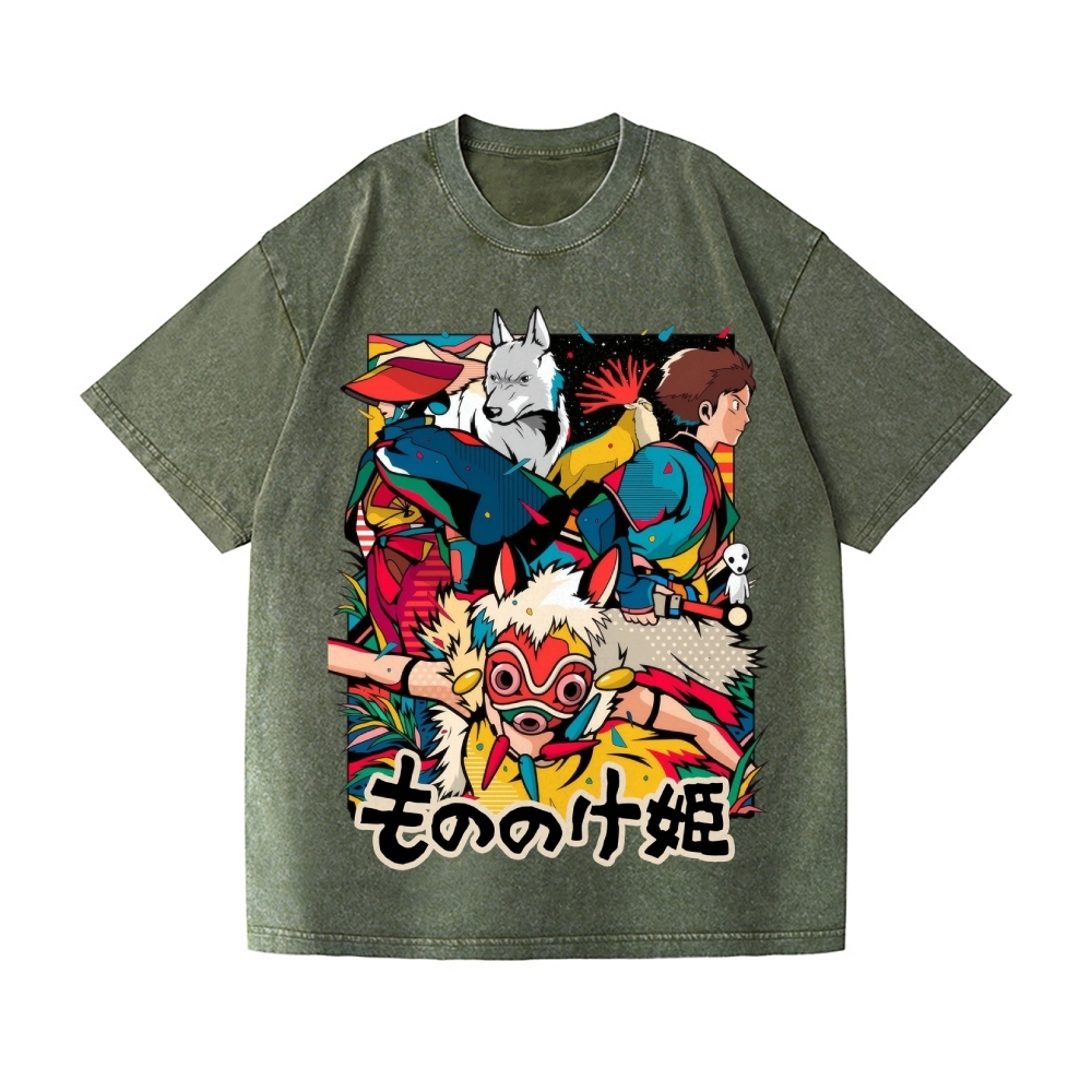 Ghibli Princess Mononoke Vintage Wash Japanese Design T-Shirt
