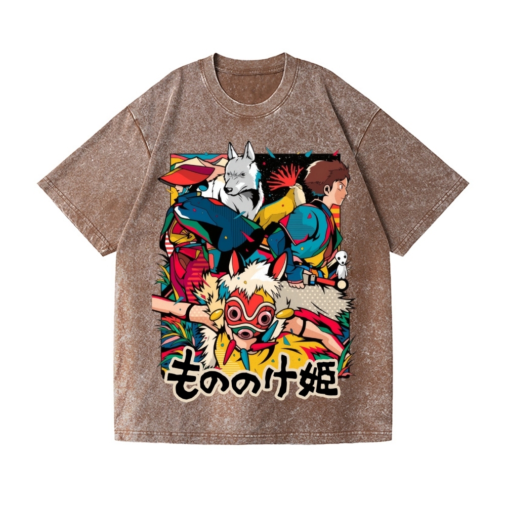 Ghibli Princess Mononoke Vintage Wash Japanese Design T-Shirt
