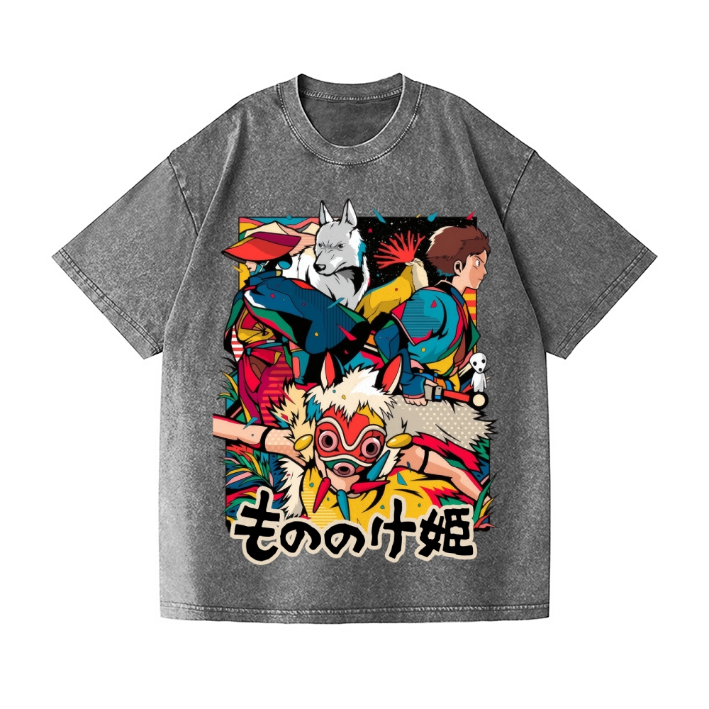 Ghibli Princess Mononoke Vintage Wash Japanese Design T-Shirt