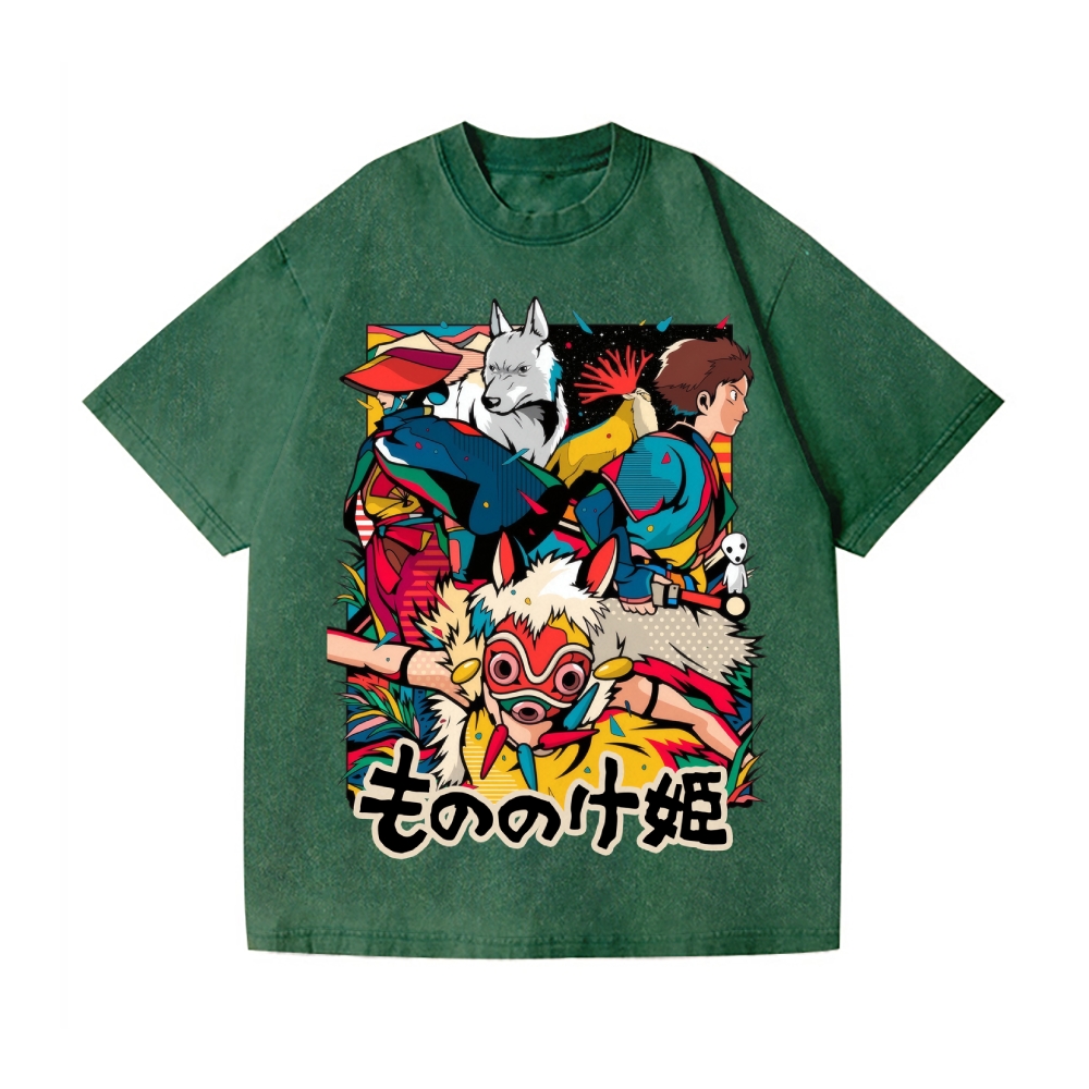 Ghibli Princess Mononoke Vintage Wash Japanese Design T-Shirt