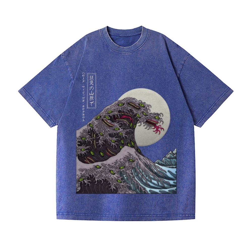 Great Wave Shoggoth Vintage Wash Japanese Design T-Shirt